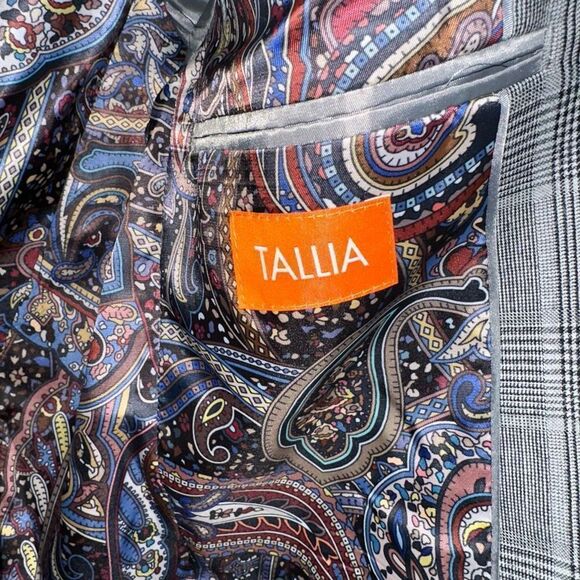 Tallia Men's Gray Plaid Slim-Fit Long-Sleeve Button-Front Suit Jacket Size 36R N - Picture 6 of 8